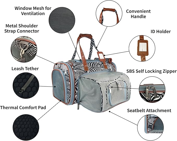 Mr. Peanut’s Gold Series Standard Size Expandable Pet Carrier (Zzzebra)