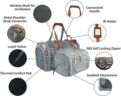 Mr. Peanut’s Gold Series Standard Size Expandable Pet Carrier (Zzzebra)