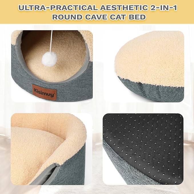 2 Pack Cat Bed for Indoor Cats - Foldable Cat House & Lounge for Kittens and Small Pets with Reversible Cushioned Pillow, Calming Anti-Anxiety Pet House, Soft Plush & Anti-Slip, Set of 2* 15.7 Inch