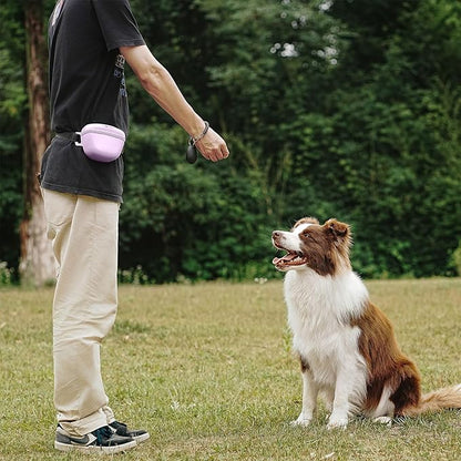 Pet Training Snack Pouch with Clicker 2.0 Upgraded Magnetic Closure, 1.66 Cup Silicone Belt for Dog Treats，Perfect for Exercising and Walking