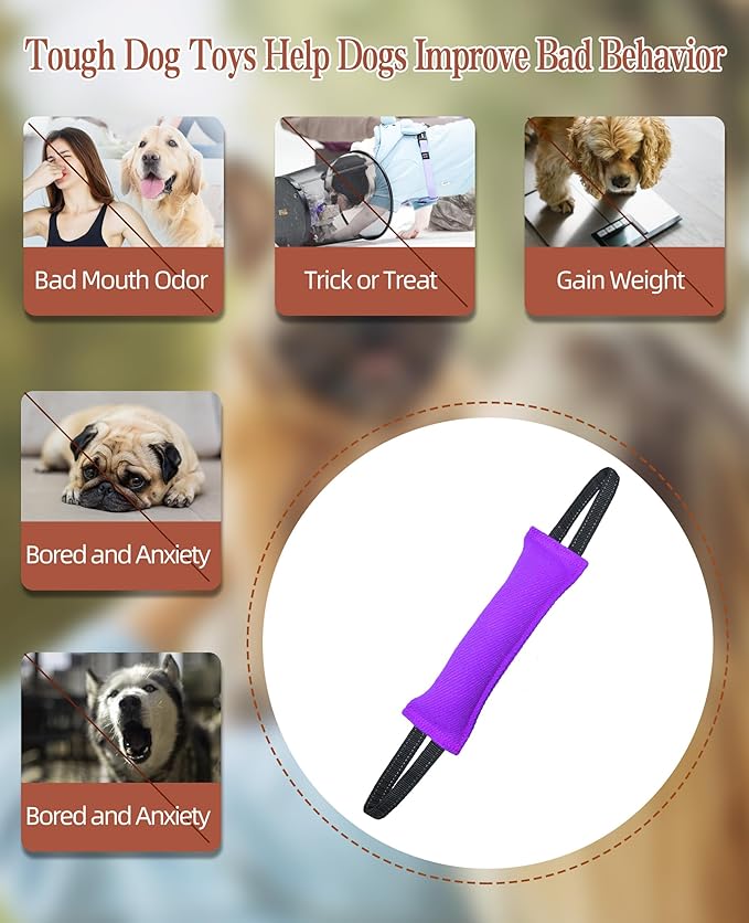 Clysoru tug Toy for Dogs Tug of War Dog Bite with 2 Strong Handles Made Durable Tear Resistant Stitches (Purple)
