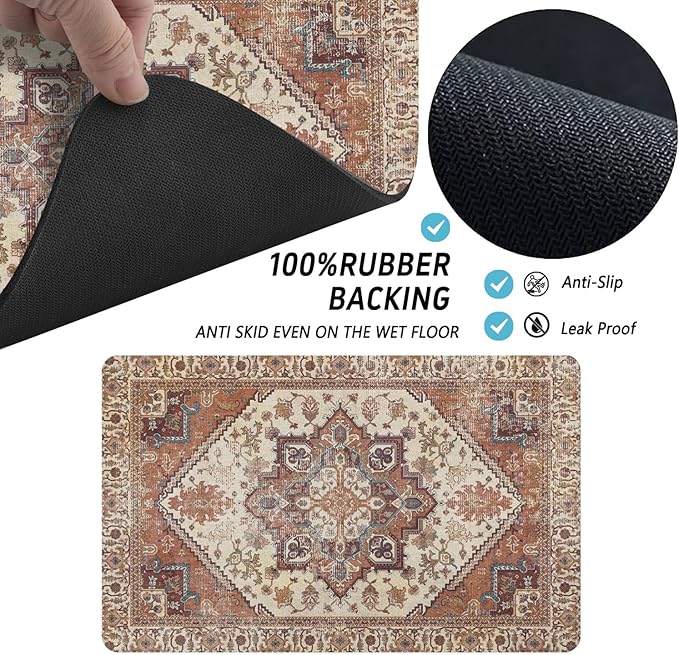 Dog Food Mats for Floors, Absorbent and Quick-Drying Pet Cat Food Mat,Anti-Fouling and Easy-to-Clean Pet Feeding Mat,Dog Bowl Mat for Messy Drinking Water Bowls.17 x32, Bohemia Style