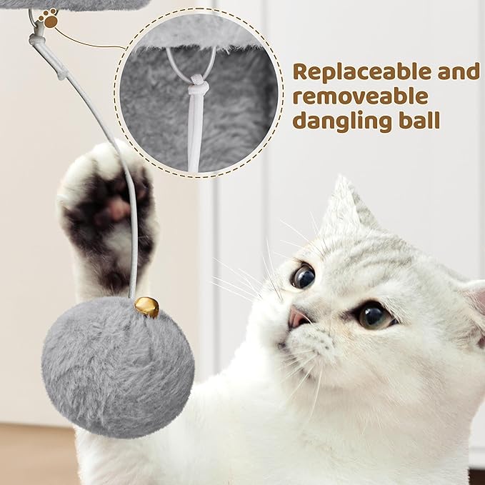 Yaheetech 23.5in Cat Tree Tower, Cat Condo with Sisal-Covered Scratching Posts, Cat House Activity Center Furniture for Kittens, Cats and Pets - Light Gray