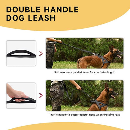 Hands Free Dog Leash with Zipper Pouch, Double Handle Running Reflective Bungee Waist Leash for Dog Walking, Training and Hiking for Small Medium Large Dogs (Black)