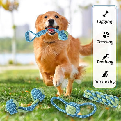 Dog Rope Toys 7 Pack, Puppy Teething Sturdy Cotton Chew Tug Ropes Indoor/Outdoor, Exercise Interactive Tug O'War Toys Set for Boredom Small-Meidum Dogs