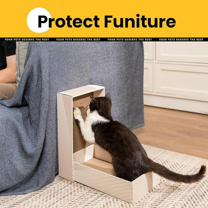 Cat Scratcher Box with 4 Scratching Pads&2 Separate Cardboard Boxes,2-in-1 Cardboard Cat Scratch for Multiple Kitten Interactive Play,Birthdays Holiday Toys Gift,Gradient-Ball Toy