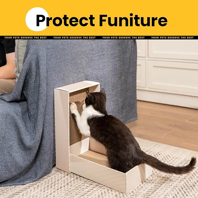 Cat Scratcher Box with 4 Scratching Pads&2 Separate Cardboard Boxes,2-in-1 Cardboard Cat Scratch for Multiple Kitten Interactive Play,Gradient(Ball & Fish Catnip Toy Included)