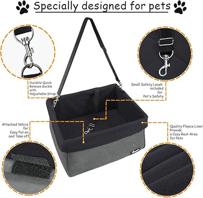 JESPET & GOOPAWS Dog Booster Seats for Cars, Portable Dog Car Seat Travel Carrier with Seat Belt for 24lbs Pets