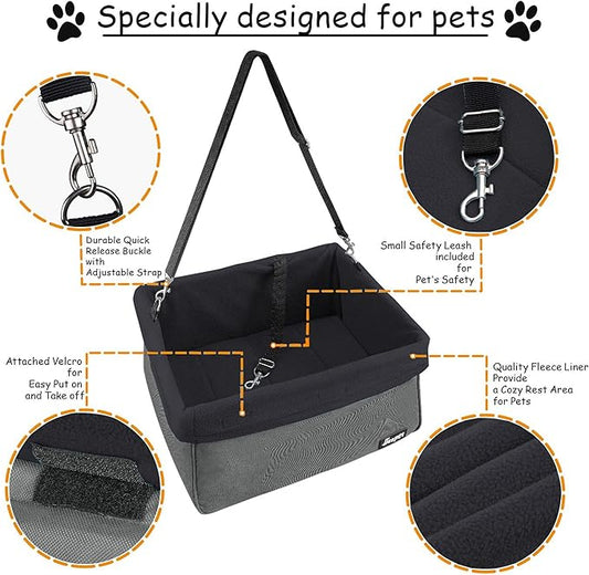 JESPET & GOOPAWS Dog Booster Seats for Cars, Portable Dog Car Seat Travel Carrier with Seat Belt for 24lbs Pets