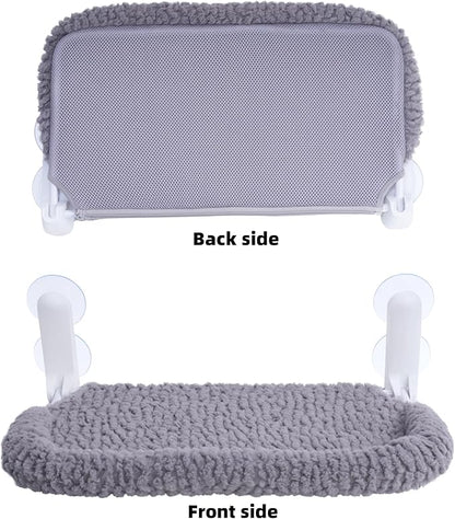 Cat Window Perch with Cushion Rim, Easy Install Bracket, Portable Wall Hammock for Indoor Cat, Grey