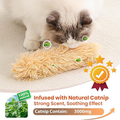 3 Pack Cat Pillow Toys with Catnip, Soft Plush Crinkle Cat Kicker Toys, Interactive Indoor Kitten Chew Toys for Kitty Exercise, Catnip Toys, Promotes Self Play