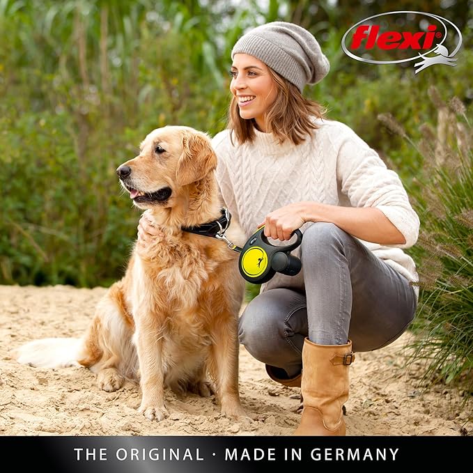 Flexi New Neon Tape Orange Medium 5m Retractable Dog Leash/Lead for Dogs up to 25kgs/55lbs
