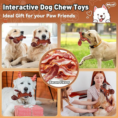 Squeaky Dog Toys for Aggressive Chewers for Large Dogs, Interactive Chew Toys to Keep Them Busy, Indestructible Toys, Tough Toys for Medium Large Dogs (Red)