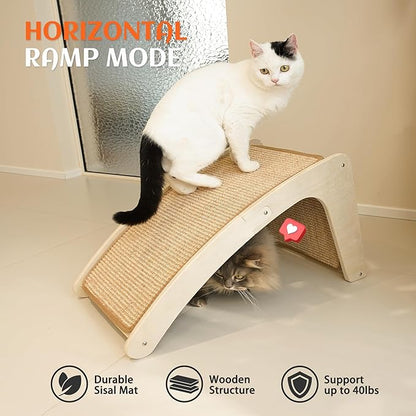 PETKARAY Curved Sisal Cat Scratcher Board, Ramp Scratching Post and Scratch Pad for Indoor Cats, Wall Furniture Protector