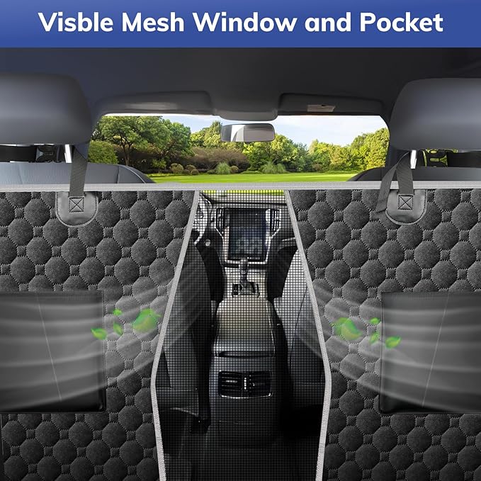 Mancro Truck Back Seat Pet Cover for Dogs, XXL Dog Hammock for Truck with Zipper Side Flap, Waterproof Floor Covers for Full Size Crew Cab Trucks with Fold Up Seats, Fit for Ford F150 Accessories