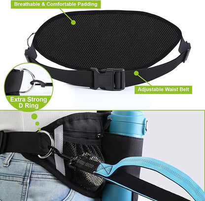 Hands Free Dog Leash, Waist Leash for Dog Walking, Running, Jogging, Waist Leashes with Adjustable Belt, Medium & Large Dogs Running Leashes Hands Free, Dual Padded Handles and Durable Bungee(Blue)
