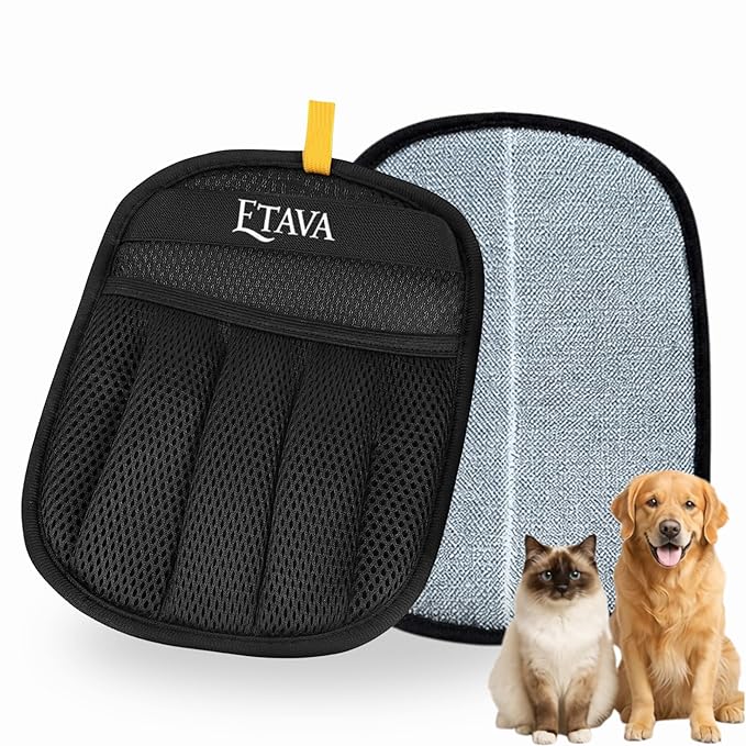Pet Hair Removal Glove for Dogs & Cats, Reusable Electrostatic Hair Remover Tool, Cat & Dog Grooming Glove for Shedding & Deshedding, Magic Brush for Clothing, Couch, Carpet & Car Seat (1 Pack)