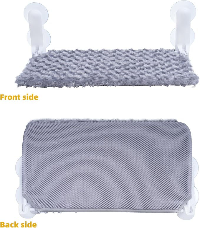 Cat Window Perch, Cordless Foldable Cat Hammock Bed with 4 Suction Cups, Embeded Machine Washable Bed for Indoor Cats, Strong Metal Frame Holds 40lbs (Grey)