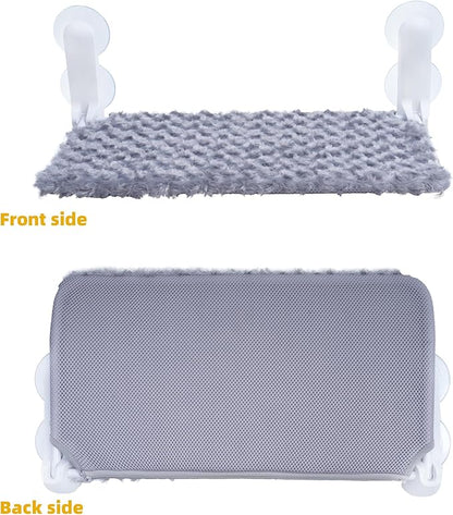 Cat Window Perch, Cordless Foldable Cat Hammock Bed with 4 Suction Cups, Embeded Machine Washable Bed for Indoor Cats, Strong Metal Frame Holds 40lbs (Grey, Two Pieces)