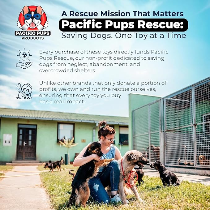 Pacific Pups Products 2 Pack Red & Blue - XL Dog Rope Toy for Aggressive Chewers - Benefits Non-Profit Dog Rescue - Tug of War Dog Toy, Dog Toys for Large Dogs Tough Dog Toys for Aggressive Chewers