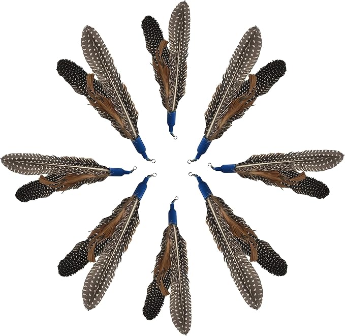 Free Cat Wand Toy with Feather and Bells and Replacement Feathers (24 Pack) Refill for Da Bird GoCat Toy Top Choice Teaser Interactive Play for Kittens All Natural Genuine Guinea Feathers