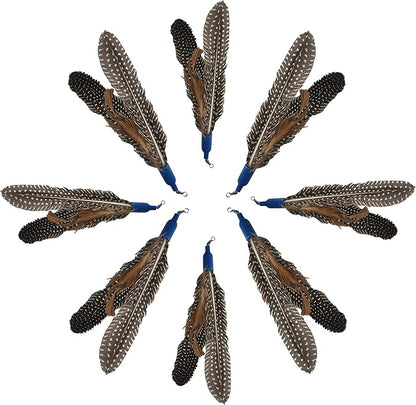 Free Cat Wand Toy with Feather and Bells and Replacement Feathers (24 Pack) Refill for Da Bird GoCat Toy Top Choice Teaser Interactive Play for Kittens All Natural Genuine Guinea Feathers