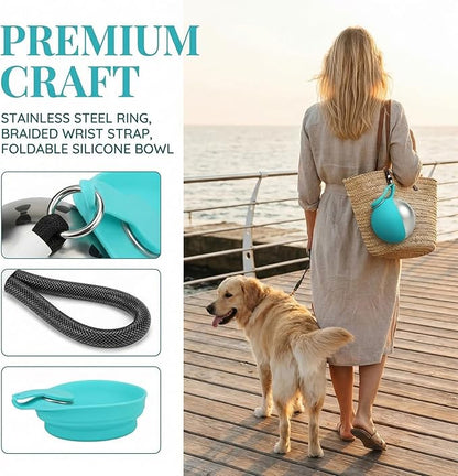 Foldable Pet Water Bottle for Travel, 2-in-1 Portable Dog Drinking Bottle with Stainless Steel Cup & Silicone Bowl, Leak-Proof Dispenser for Walking, Hiking, Outdoor Use, Small Dogs Puppies (C)