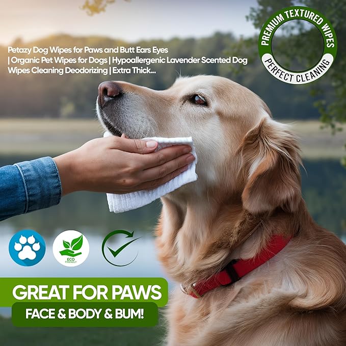 Dog Wipes for Paws and Butt – Hypoallergenic XL Dog Paw Cleaning Pet Wipes for Dogs and Cats, Deodorizing & Grooming for Body, Ears and Face, Unscented, 100 Count