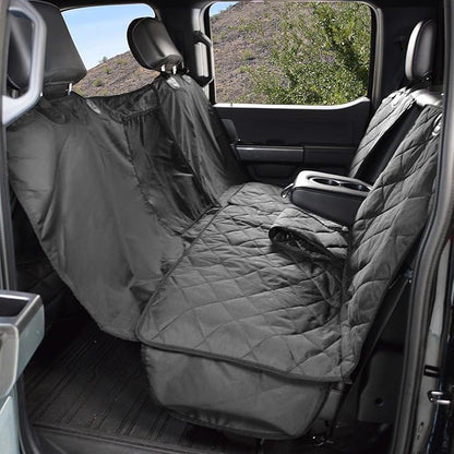 4Knines New Crew Cab Truck Pet Seat Cover for Back Seat with Split-Tech, Dog Hammock & Mesh Window – Heavy Duty Dog Hammock for Trucks with Split Bench Seats (Black, Passenger Side)