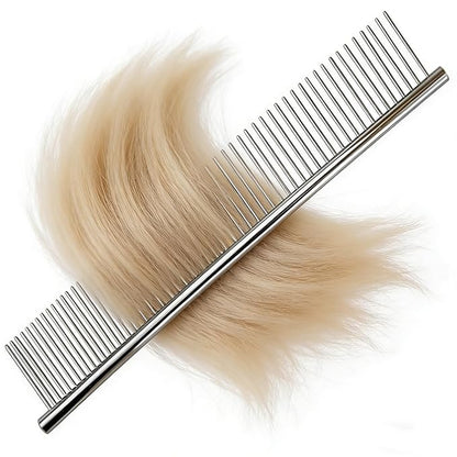 Dog Combs with Rounded Ends Stainless Steel Teeth, Cat Comb Effective at Removing Tangles and Knots, Professional Grooming Tool for Long and Short Haired Dog, Cat and other pets