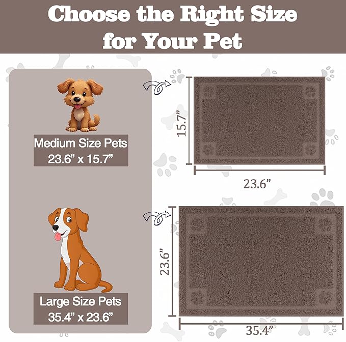 Darkyazi Pet Feeding Mat Large for Dogs and Cats,24"×36" Flexible and Easy to Clean Feeding Mat,Best for Non Slip Waterproof Feeding Mat (Coffee)