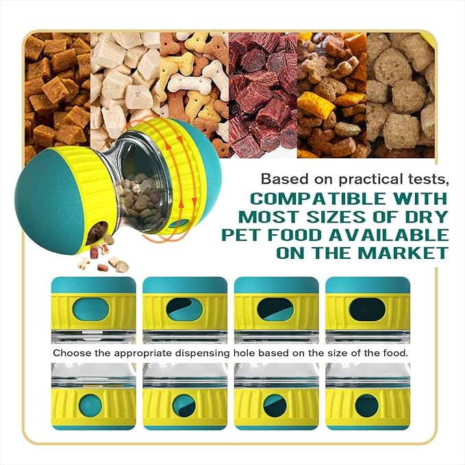 Interactive Food Puzzles Ball for Dogs, Adjustable Treat Dispensing Dog Puzzles Feeder Slow Feeding to Keep Them Busy,Stimulating Dog Toys Suitable Mediu and Larger Dogs（XL Blue）