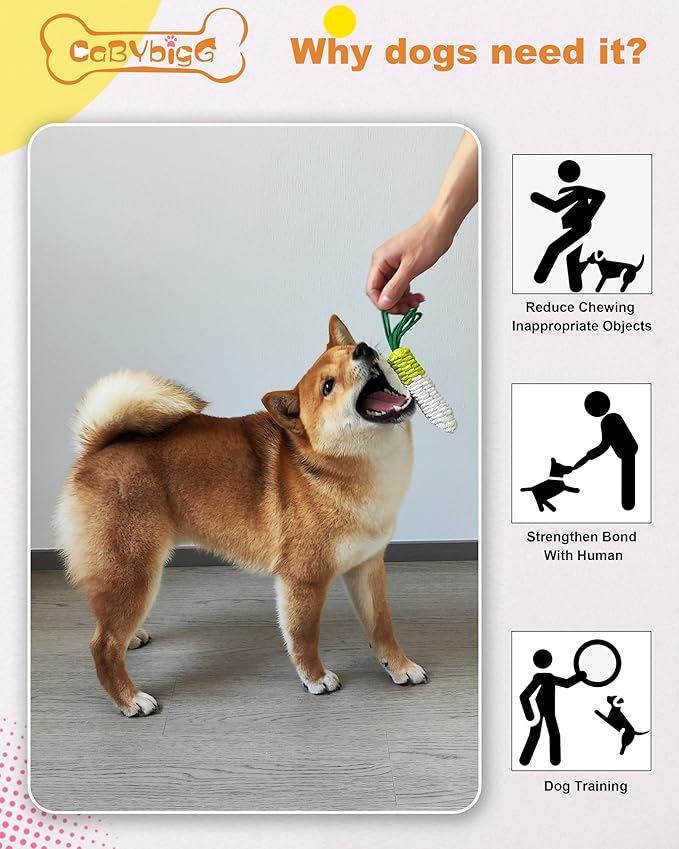 Dog Rope Toy,Tug of War Dog Toy,Puppy Teething Chews,Dog Chew Toys,Dog Toys for Small Dogs(Turnip New, Small)