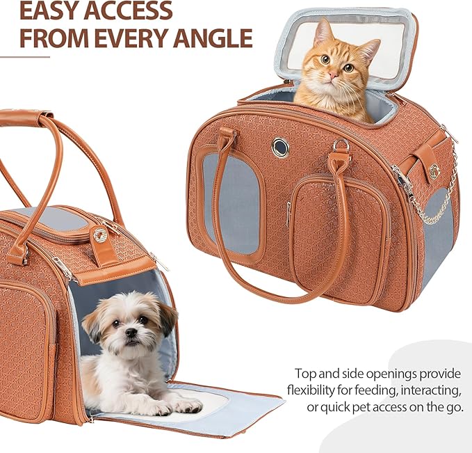 Dog Purse Carrier for Small Dogs, Airline Approved Pet Carrier Purse with Mesh Windows, Soft-Sided Travel Bag for 5–9 lbs Puppy & Cats, Lightweight Tote for Travel & Daily Outings