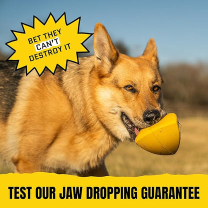 Virtually Indestructible Pyramid Dog Toy - Lifetime Replacement - Tough, Durable Chew Toy for Aggressive Chewers - Safe Non-Toxic Natural Rubber - Chew, Tug, Fetch - Med/Large Breed - 5"x4"