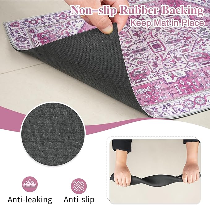 famibay Dog Food Mat, Absorbent Cat Dog Mats for Food and Water, No Stains Quick Dry Pet Cat Bowl Mats with Non Slip Backing, Boho Pet Feeding Mat for Floor Waterproof 16"x24"