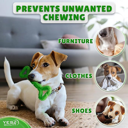 YES4QUALITY Dog Chew Toy - Durable Chew Bone for Medium & Large Dogs - 13", Green - Tough Rubber Tug-of-War Bone Pet Toy for Aggressive Chewers - Bumpy Design for Puppy Teething