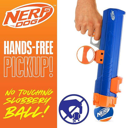 Nerf Dog Tennis Ball Blaster Dog Toy Blue/Orange, 16 Inch Compact Blaster with 1 Ball