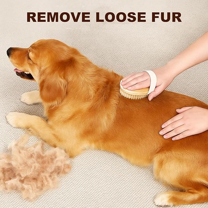 Dog Cat Brush for Short Hair Pet, TWPER Soft Boar Bristle Pet Palm Grooming Brush Gentle Hair Removal Massage