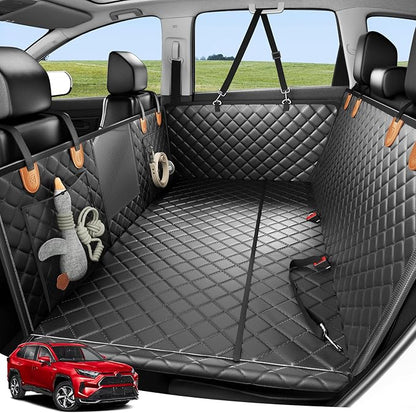 Zanch Heavy-Duty Dog Car Seat Cover, Flat Solid Back Seat Extender for Multi Large Dogs, Hard-Base Supports 450 lb, Waterproof Scratchproof Hammock Protector, Standard for Cars, SUV, Trucks, Orange