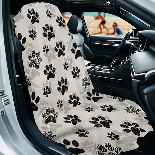 SEANATIVE Dogs Paw Car Towel Seat Covers Auto Seat Towel Protector - Sweat Absorber for Family Road Trips Sports Swimming Hiking, Automotive Seat Protector Car Interior Accessories