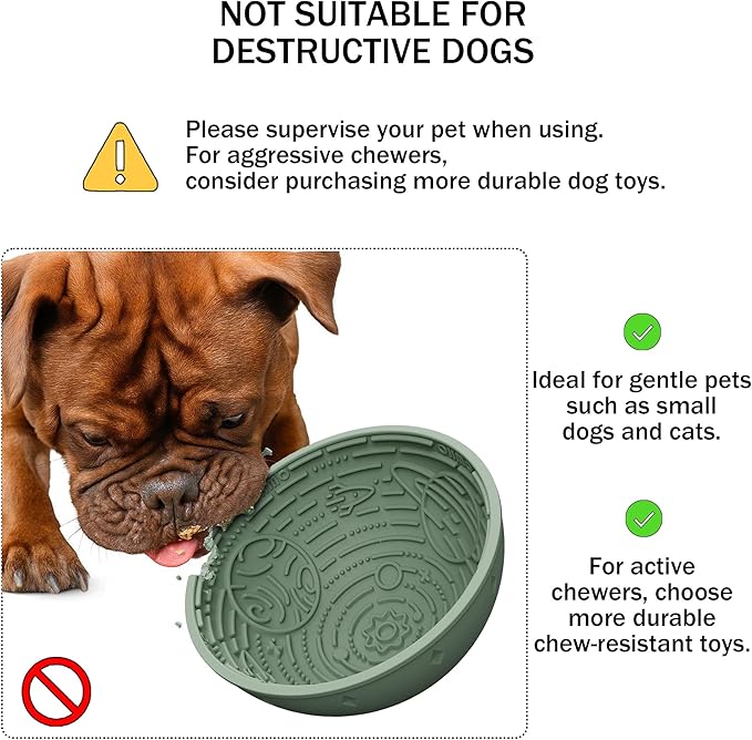 OHMO Slow Feeder Bowl Lick Mat for Dogs(Sage Green, 6.3") Interactive Soft Silicone w/Wobbly & Stable Galaxy Design, Reduces Pet Boredom Anxiety, Easy Clean