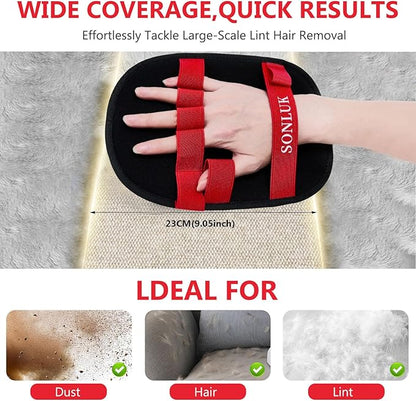 2PCS Pet Hair Removal Glove for Dogs&Cats,Upgraded 5-Finger Electrostatic Magic Brush Reusable Pet Hair Remover Glove for Laundry,Carpets,Sofa Gaps and Car Seats(Red)