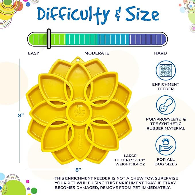 SodaPup Mandala eTray – Durable Slow Feeder Tray Made in USA from Non-Toxic, Pet-Safe, Food Safe Material for Mental Stimulation, Calming, Avoiding Overfeeding, Slow Eating, Healthy Digestion & More