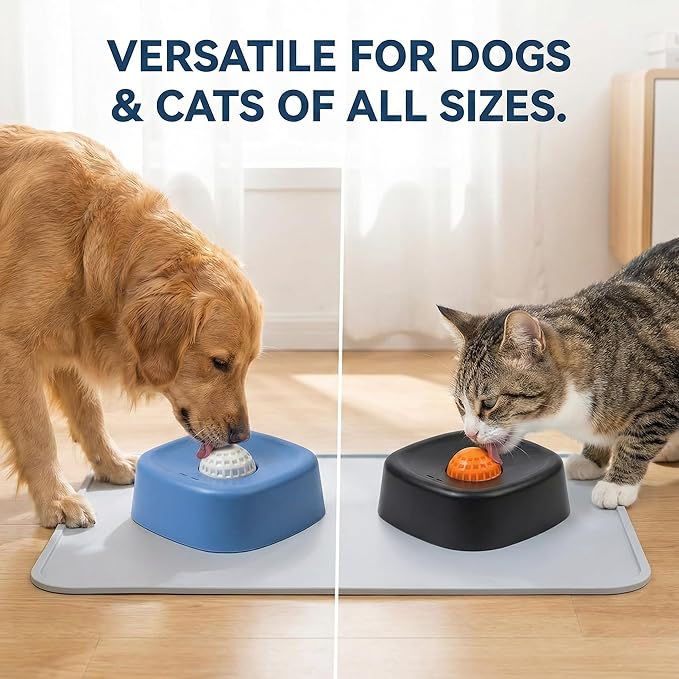 Slow Feeder Dog Bowls Lick Bowl with Rolling Ball for Liquid Treats - Interactive Dog Puzzle Toys for Boredom & Anxiety Relief, Spill-Proof Licking Mat Alternative for Large Medium Small Dogs (Blue)