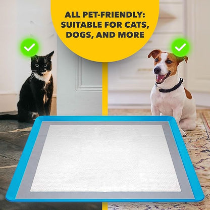 TidyFriend Dog Pee Pad Holder Tray - Fits Up to 24” x 24” Pee Pad Holder for Dogs - Stable Grip, Raised Edges, Quick-Wipe Silicone Surface Dog Pad Holder for Indoor Flooring Protection (Dark Blue)