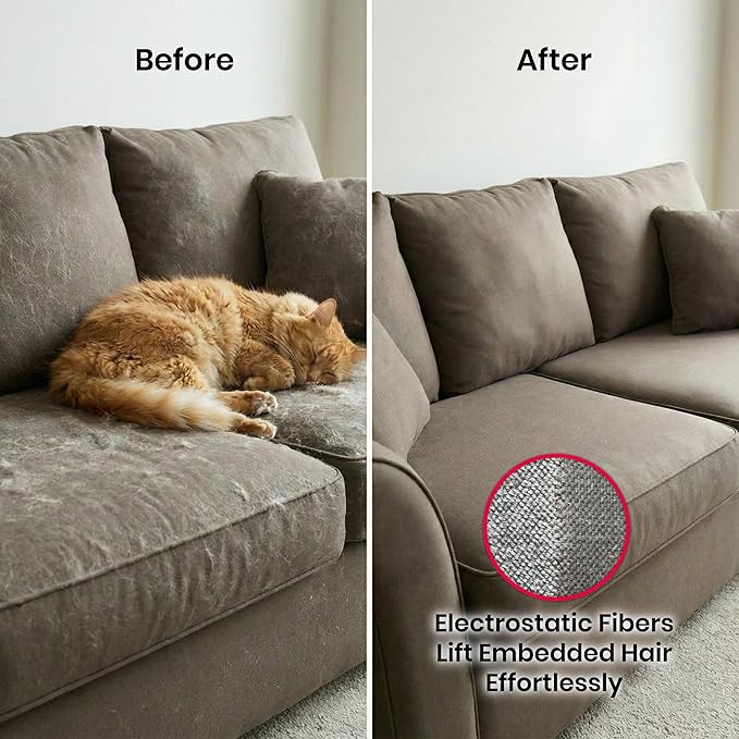 Upgraded Electrostatic Pet Hair Removal Glove for Cats & Dogs – 5-Finger Cat Hair Remover - Reusable Magic Brush Pet Hair Remover Tool for Laundry, Furniture, Carpet, Bedding & Car Seats