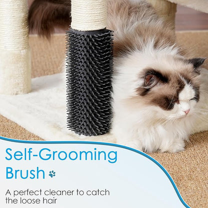 Hey-brother Cat Tree, 74 inches Multi-Level XL Large Cat Tower for Indoor Cats with Three Cat Condos, Two Large Top Decks and Cat Hairbrushfor Kittens, Cats and Pets, Beige MPJ035-MM