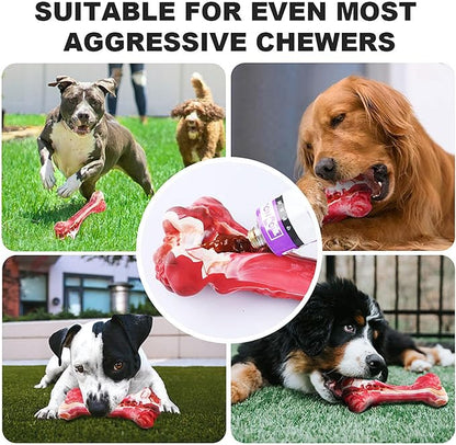 YFL Dog Chew Toys for Aggressive Chewers Large Breed - Tough Rubber Dog Bone with Real Beef Flavor, Durable Puppy Teething Toy for Medium to Large Dogs (L Size)