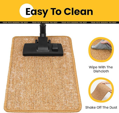 Extra Large Cat Scratcher Mat (27.5" x 35.4"), Natural Sisal Cat Scratching Pad for Indoor Cats, Mess-Free Cat Scratch Rug & Cardboard Alternative, Couch & Furniture Protector